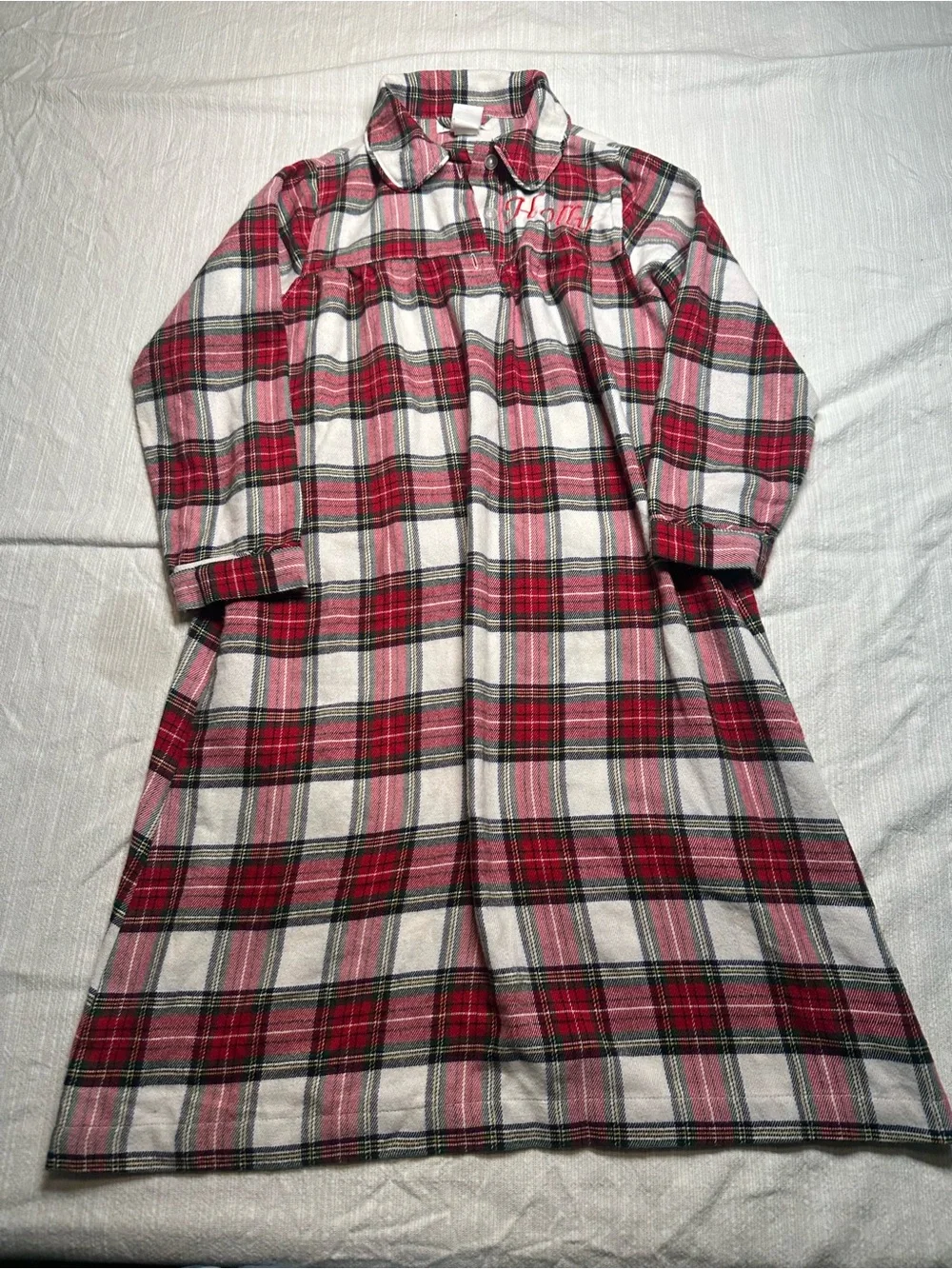 Pottery barn kids Girls Red and White Plaid Flannel Nightgown